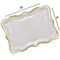 10 White Rectangle Trays with Gold Rim Border for Elegant Dessert Table Serving Parties 9" X 13" Heavy Duty Disposable Paper Cardboard for Platters, Cupcake Display, Birthday Party, Weddings Food Safe